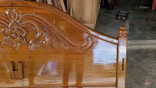 Simple Wooden Bed Design | Wooden Re Polished Bed | Is Bed Ko Hamne Re Colour Kiya hai