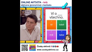 ČESKY AKTIVNĚ - online aktivita - zájmena (pronomina) v kontextu #ceskyaktivne #ceskyaktivne #test