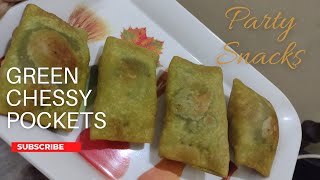 Green Chessy Pockets | A New Party Snacks recipe @heartmeltingcookbook