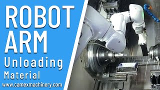 Robot Arm removing Spindle from CNC Machine [2023],Automated Unloading Solution (OB7) Robot