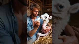 man rescue a weak baby camel 🐪 #camel #babycamel #weakanimals #helptheanimals #rescue #humanity