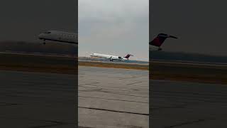 Air Canada Express airplane landing at Yellowknife Airport YZF