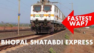 Bhopal Shatabdi express with fastest WAP7 high speed action #shorts #Shatabdi #IndianRailways