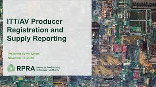 ITT/AV Producer Registration and Supply Reporting Requirements