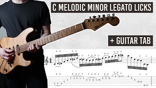 C Melodic Minor Legato Licks with Guitar Tab