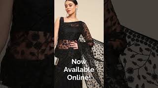 Black Floral Embroidered Net Saree #saree #fashion #viralvideo #trending #viral  #onlineshopping