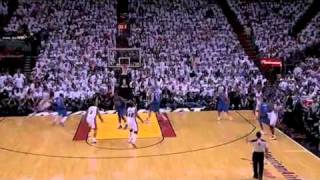 LeBron James fadeaway 3 point buzzer vs Dallas Mavericks NBA Finals Game 1