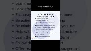 Psychologist Sam Says | Tips on Helping Someone with OCD