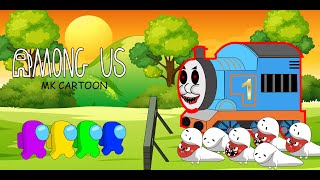 Thomas Train and Bridge Worm Vs Among Us | Train Cartoon Animation