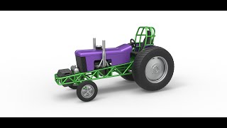 3D printable Small block Pulling tractor Scale 1:25 3D model view