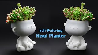 Self-Watering Head Planter Set Up