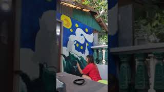 HER FIRST MURAL WALL PAINTING (TOTORO) MY DAUGTHER