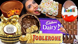 ASMR 5LB CADBURY CHOCOLATE BAR, GIANT REESES CUP, FERRERO ROCHER BALL, TOBLERONE, KINDER EGG 먹방