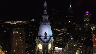 Philadelphia City Hall Aerial View (At Night) by Charles Smith