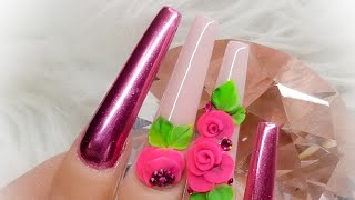 bellas uñas con efecto Chrome  y 3D