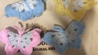 Crochet 3d butterfly appliqué quick easy scrap yarn project