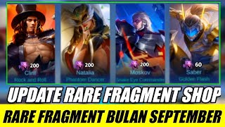 BOCORAN UPDATE RARE SKIN FRAGMENT SHOP BULAN SEPTEMBER 2023 - MOBILE LEGENDS