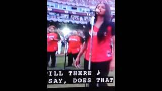 Ciara sings the THE NATIONAL ANTHEM...With assista