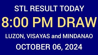 STL Result 8:00 pm Draw October 6, 2024 STL Luzon, Visayas and Mindanao STL Batangas LIVE Result