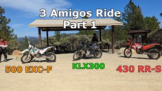 3 Amigos Ride Part 1 - KTM 500 EXC-F, Kawasaki KLX300, & Beta 430 RR-S