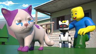 ROBLOX Brookhaven 🏡RP - FUNNY MOMENTS: CAT FIGHT VS ROBOCAT | NOOB ROBLOX