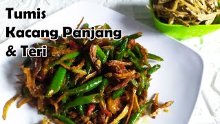 resep tumis kacang panjang campur teri..