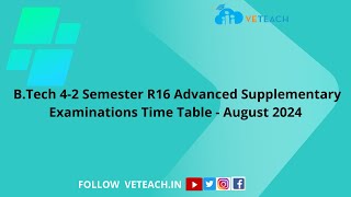 B.Tech 4-2 Semester R16 Advanced Supplementary Examinations Time Table - August 2024