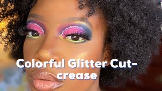 Colorful Glitter Cut Crease Tutorial - Jasmine Punch