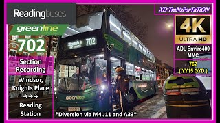 [Readingbuses] Section Recording | greenline 702 - Bus 762 (YY15 OYD) | Diversion via M4 J11【4K】