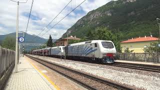 2019 - IT - A pair of Lokomotion E412 locos with a freight train in Serravalle (Veneto)