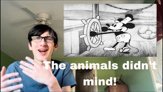 THE ANIMALS DIDN'T MIND! Steamboat Willie reaction