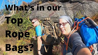 What's in my ROCK CLIMBING BAG? - A review of two top rope bags and gear.