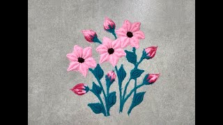 very easy pink flowers rangoli.Simple Rangoli Designs