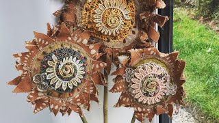 Grungy Sunflower making project. My Scruffy Shabby Sunflowers.