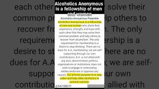 @AA100011 - Alcoholics Anonymous is a fellowship of men and women