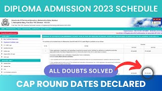 DIPLOMA ADMISSION 2023 CAP ROUND DATES DECLARED | OPTION FORM FILLING DATE | DETAIL SCHEDULE EXPLAIN