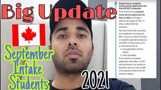 Big Update From CANADA |for september intake students|2021