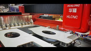 HUALONG CNC bridge saw cutting machine & CNC working center start serving in customer's factory