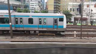 Shinkansen Bullet Train (N700 Series) through Tokyo, Japan