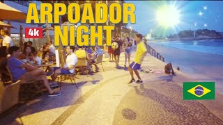 Walking-4k  Arpoador beach e pedra night – Rio de Janeiro — Brazil 🇧🇷