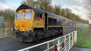 GB Railfreight class 66, 66744 "Crossrail" departing Barrington Cemex - 26/11/21