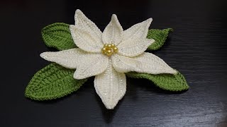 2.White Poinsettia Ornament/Craciunita alba ornament crosetata-Petala mare-Part II