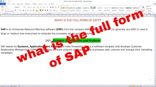 What is Full Form of SAP| What is SAP