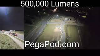 1/2 Million Lumens Drone - PegaPod patented tethered drone light technology