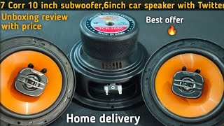 10 inch subwoofer + 6 inch car speaker with Twitter unboxing review.