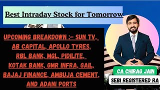 "Best Intraday Stocks for Tomorrow: Sun TV, AB Capital, Apollo Tyres, RBL Bank, MGL & More!"