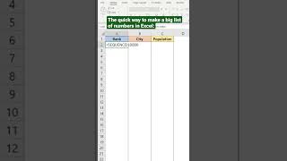 The QUICK way for making lists of numbers in Excel #shorts