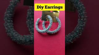 Handmade Beaded Hoop Earrings #shorts #diybeadedhoops#diyhoopearrings#diyearrings#seedbeadearrings