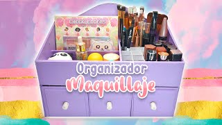 Organizador de maquillaje con acabado de madera😍