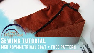 Sewing tutorial: Asymmetrical coat for 1/4 BJDs